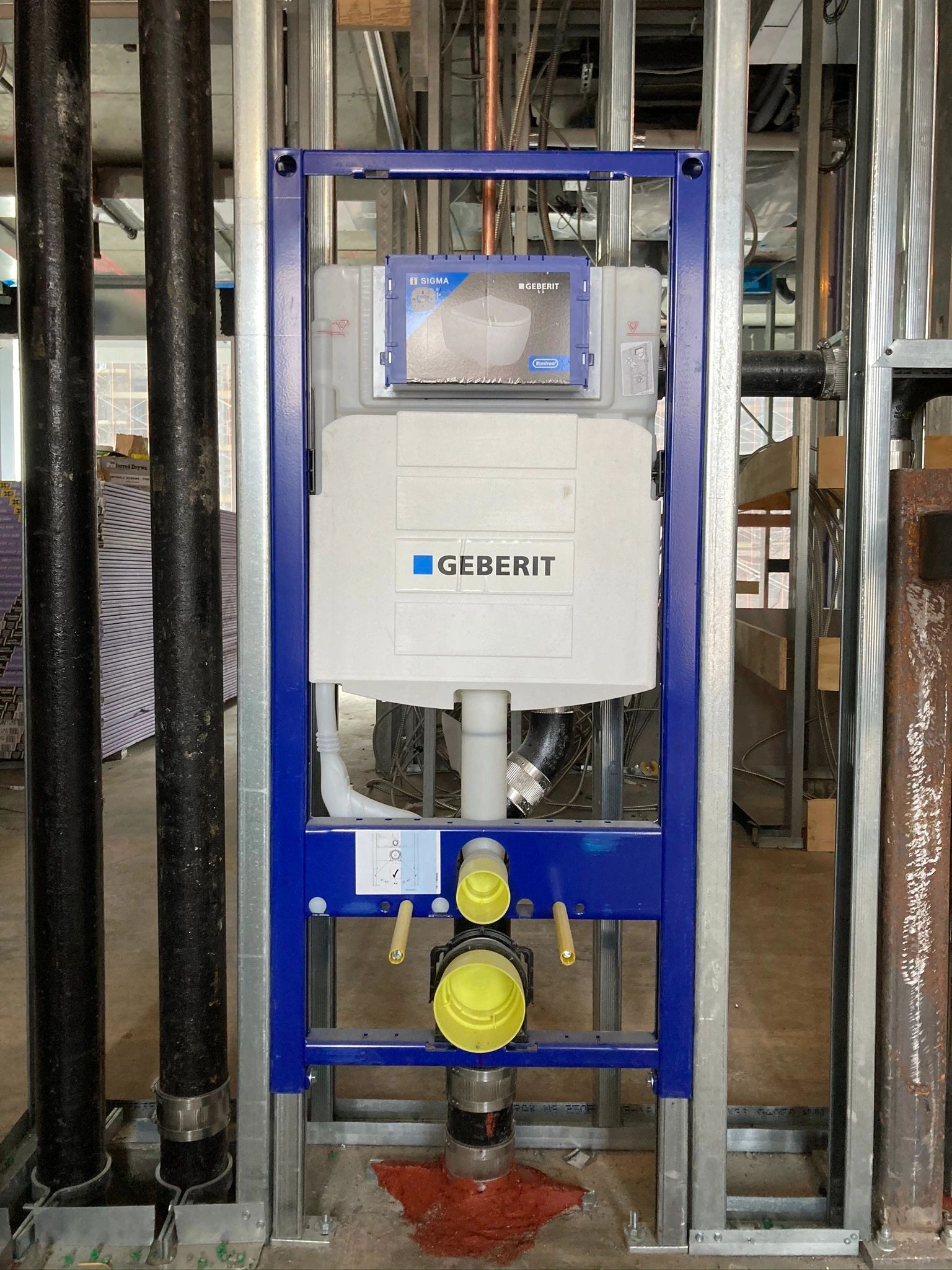 Geberit in-wall toilet tank installation